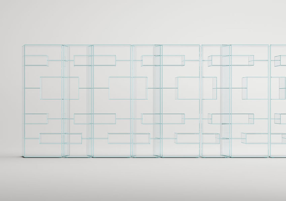 Liber 60 Slanted Sides Glass Bookcase/Display Cabinet