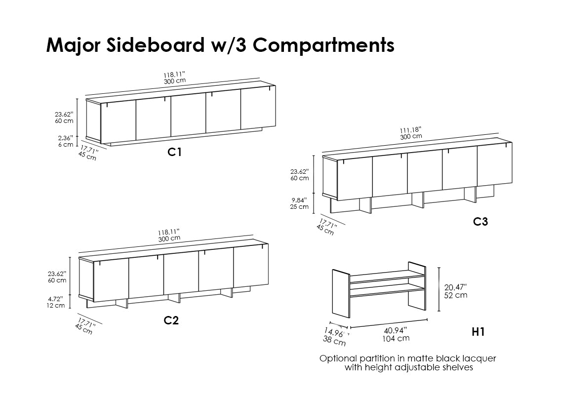 Major Sideboard w/3 Compartments