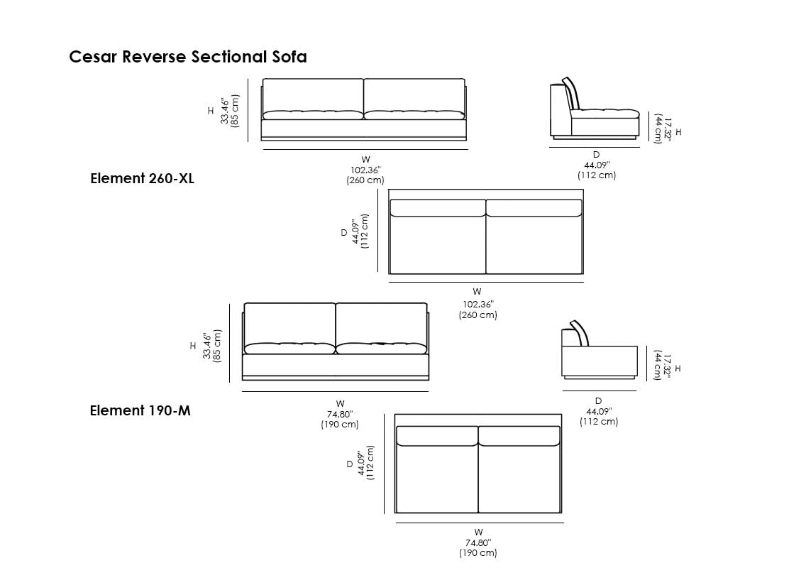 Cesar Reverse Sectional Sofa