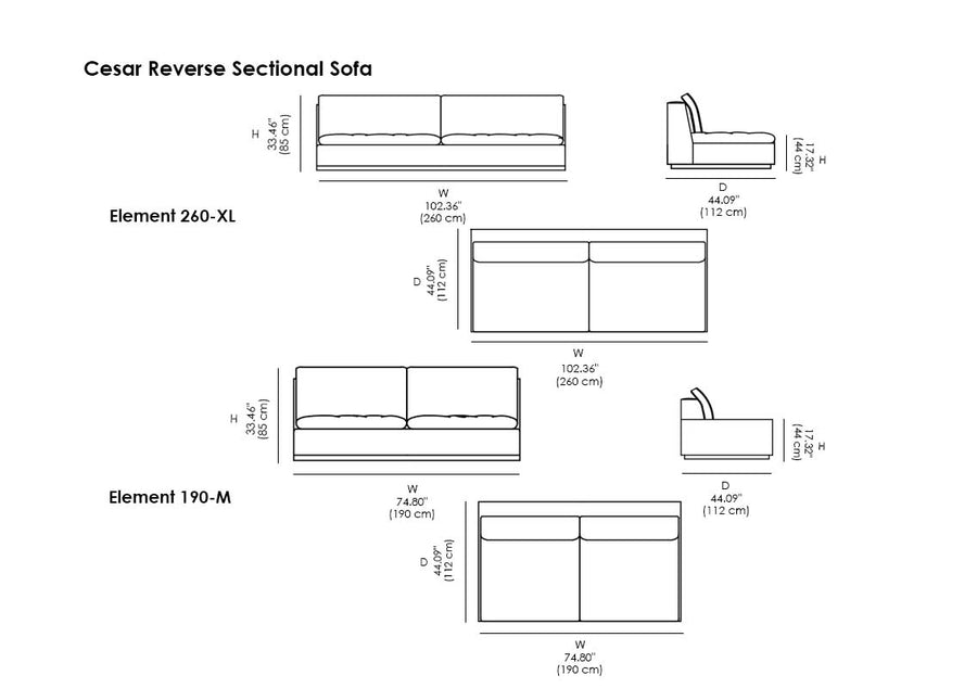 Cesar Reverse Sectional Sofa