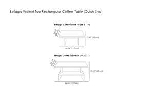 Bellagio Walnut Top Rectangular Coffee Table (Quick Ship)